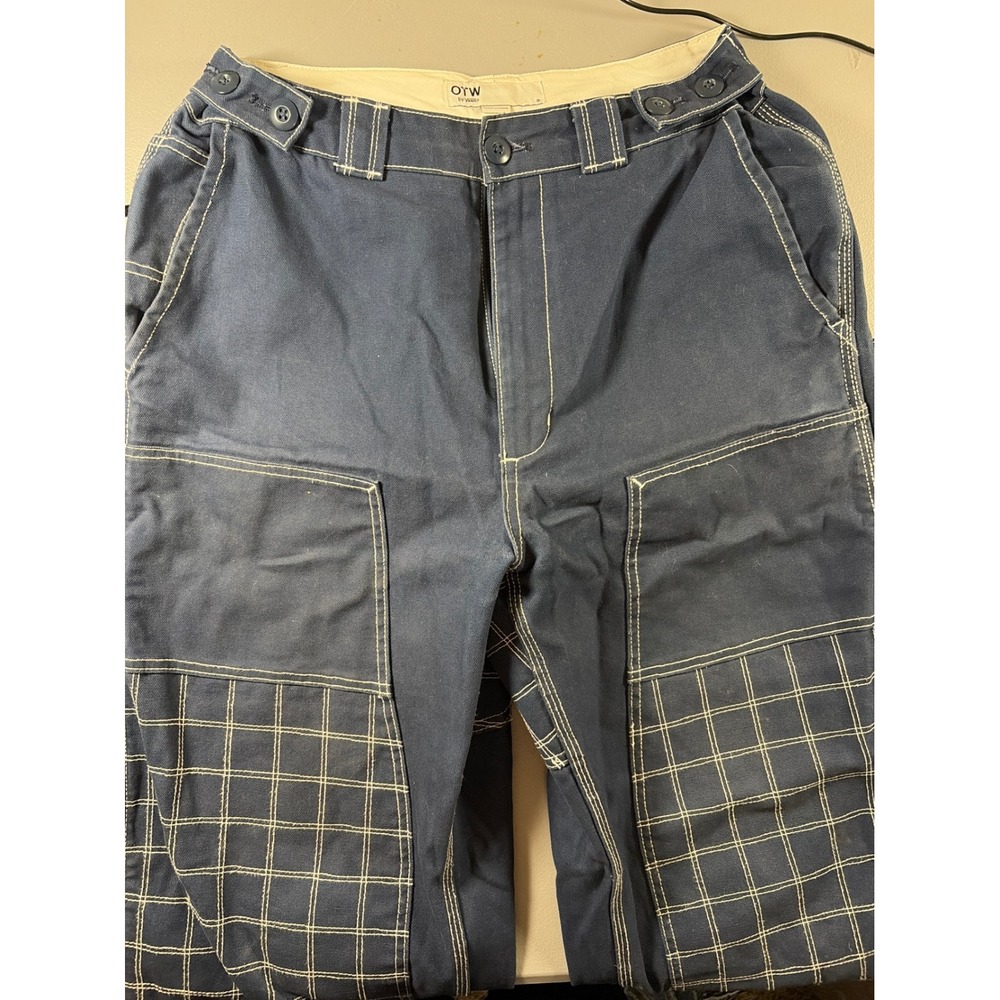 OTW by Vans Double Knee Carpenter Pants Mens 30 Navy Grid Waffle Contrast Stitch